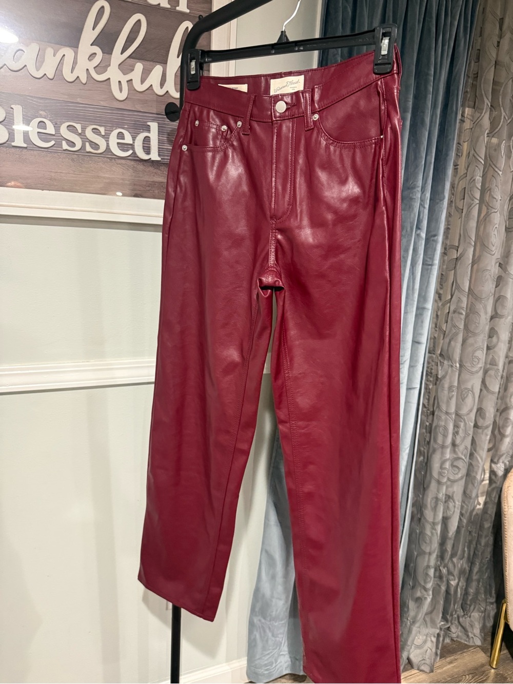 Universal Thread Wine vegan Leather Straight-Leg Pants